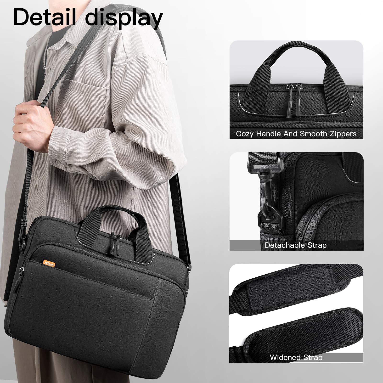 JETech 16 17 17.3 Inch Laptop Bag Case, Waterproof Slim Computer Sleeve Cover Compatible with MacBook Air/Pro 16, Predator Helios 16, ASUS ROG Strix G17, HP Envy 17.3 (Black)