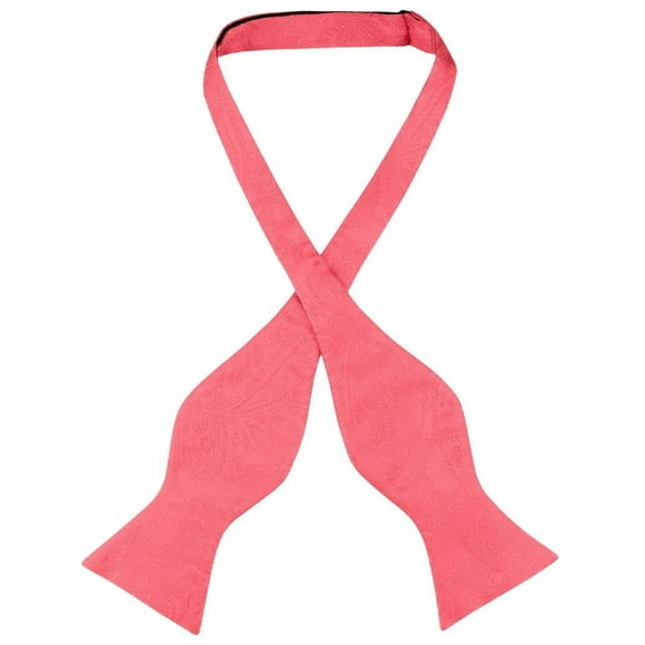 Vesuvio Napoli SELF TIE Bow Tie CORAL PINK Color PAISLEY Design Men's BowTie