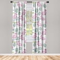 thumbnail image 3 of Ambesonne Emoji Curtains, Follow the Bunny and Eggs, Pair of 28"x84", White Pale Pink and Seafoam, 3 of 5