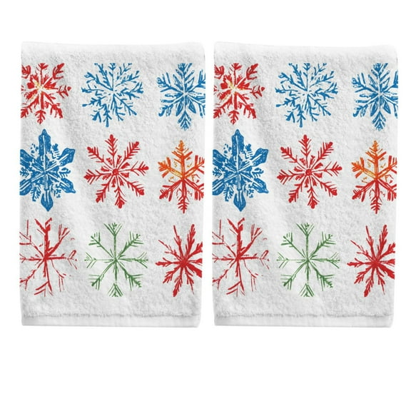 Ryvnso Snowflake in Christmas Hand Towels Set for Bathroom Cotton Face Towel Decorative 15.5x29.5 inch
