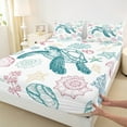 thumbnail image 3 of Manfei Green Sealife Turtle Bed Sheets Set Queen Size,Ocean Sea Beach Bedding Sets Queen Size,Shell Coral Starfish Bed Sheets Queen,Lightweight Room Decoration,4pcs, 3 of 7