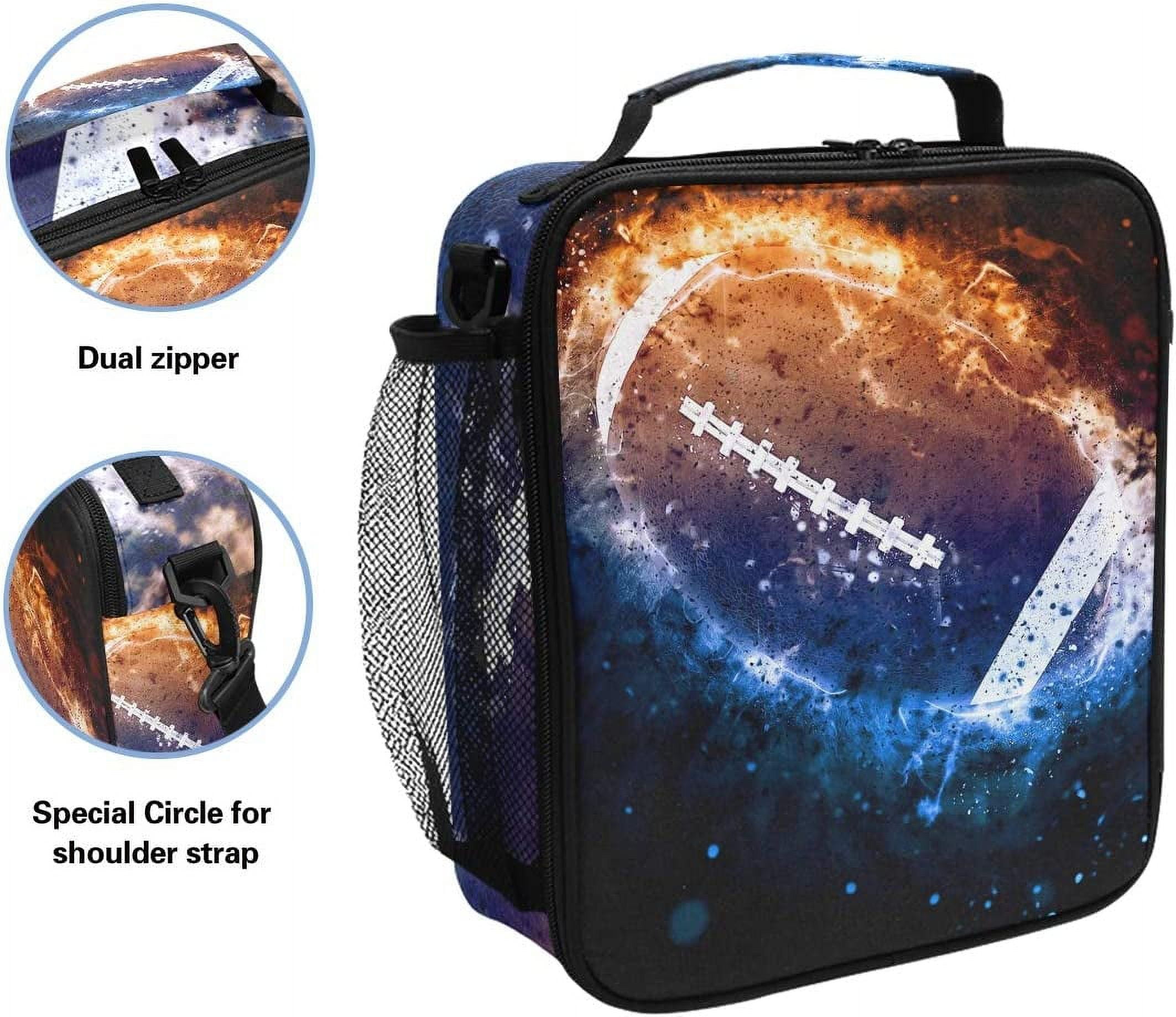 Lunch Box Bag Vintage Ball Baseball American Flag Lunchbox Insulated Thermal Cooler Ice Adjustable Shoulder Strap for Women Men