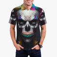 thumbnail image 2 of Salouo Modern Abstract Colorful Skull C for Men's Short Sleeve Polo Shirts,Polo Shirts for Men Performance Short Sleeve Golf Shirt Athletic Casual Collared T-Shirt-Large, 2 of 8