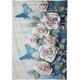 thumbnail image 2 of Coolnut White Blue Roses Rectangle Tablecloth Waterproof Polyester Table Clothative Stain Resistant & Wrinkle Resistant Washable Table Cover for Dining Table/Party/Camping 60x108 Inch Decor Gift, 2 of 7