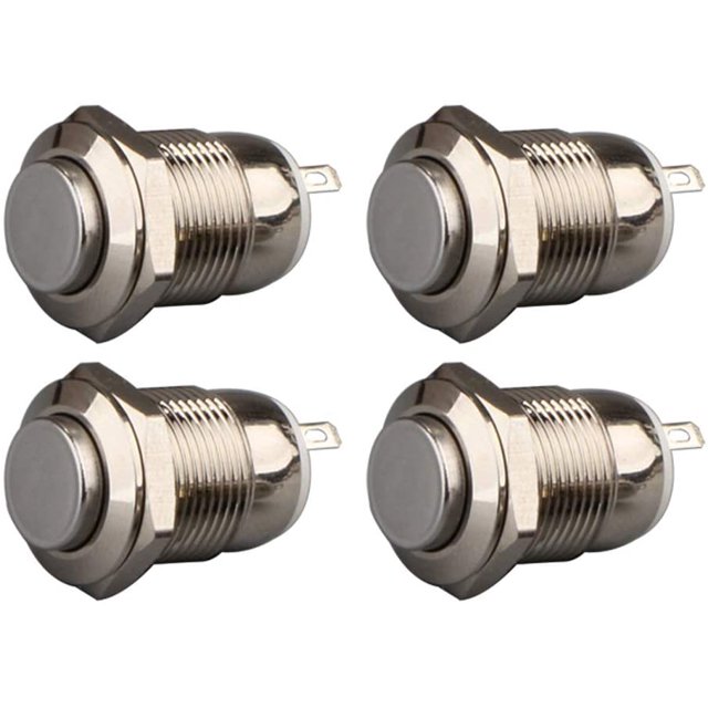 4 Uds botón pulsador momentáneo resistente al agua botón pulsador de acero inoxidable encendido apagado 12mm 2A 12V / 24V / 125V / 250V (cabeza arriba) Xemadio YQ-2134