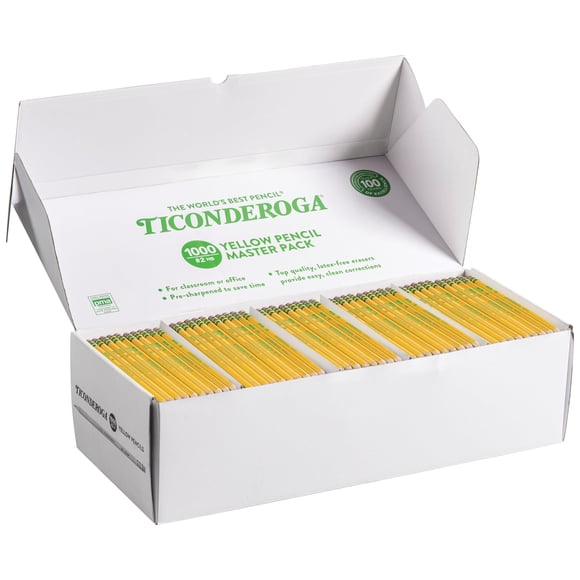 Lápices Ticonderoga #2 HB de Madera Amarillo Suave Paquete de 1000