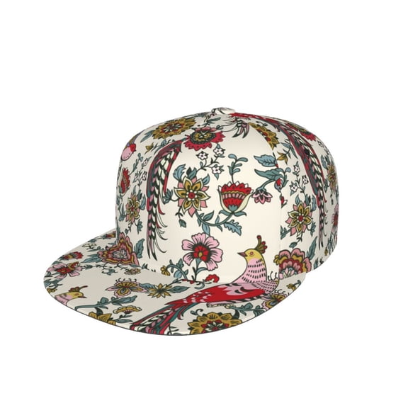 Kdxio Dark Enchanted Flowers And Birds Print Snapback Hat for Men Women,Adjustable Baseball Cap