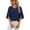 Dark Blue, variant on XCHQRTI Womens Chiffon Blouse Ruffle 3/4 Sleeve Tops Casual Solid Color Crewneck Tshirts