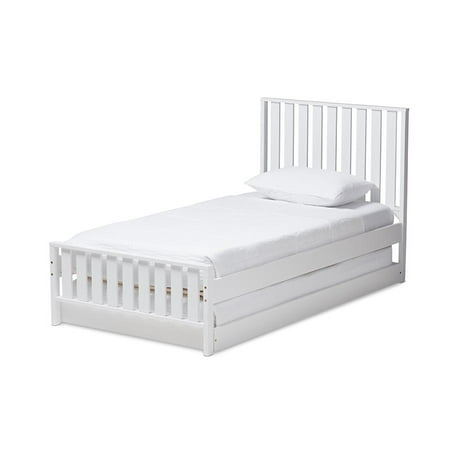Baxton Studio Harlan Modern Classic Mission Style Brown-Finished Wood Twin Platform Bed with Trundle