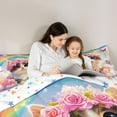 thumbnail image 5 of Castle Fairy Cartoon Cat Full Size Comforter Sets for Children,Rose Butterfly Bedding Sets, 5 of 8