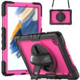thumbnail image 2 of XYX For Samsung Galaxy Tab A8 Case 10.5 inch, 360 Rotating Shockproof Cover with Stand, Screen Protector, Shoulder Strap (2022, SM-X200/X205/X207), Rose PC, 2 of 7