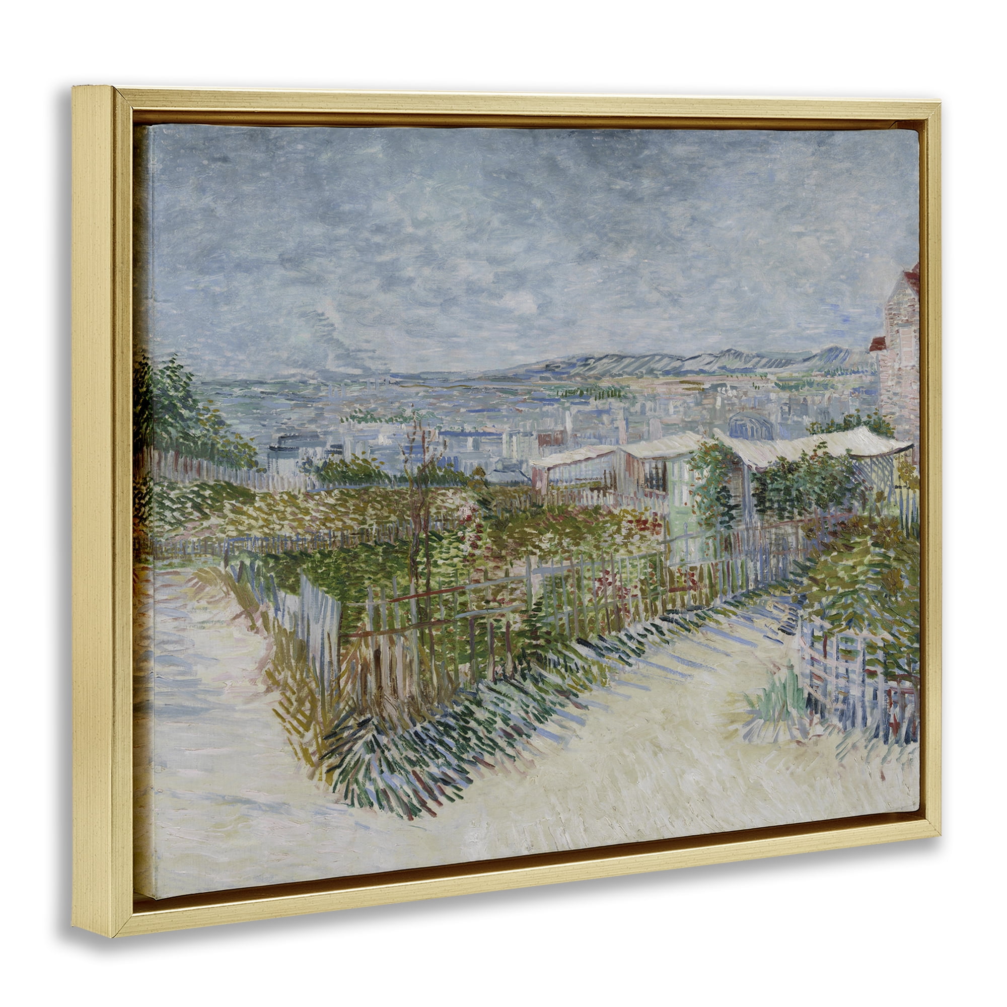 Stupell Industries Van Gogh Monmarte Landscape Landscape & Nature Painting Gold Floater Framed Canvas Art Print Wall Art, 21 x 17
