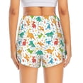 thumbnail image 4 of Uemuo Dinosaur Pattern Women's Athletic Shorts High Waisted Running Shorts with Liner Pockets Gym Elastic Workout Shorts-Large, 4 of 9