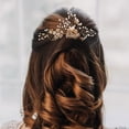 thumbnail image 2 of Peineta para el pelo de novia, accesorios para el pelo de novia, flores de perlas, pinzas para el pelo de boda, color dorado, 2 of 7