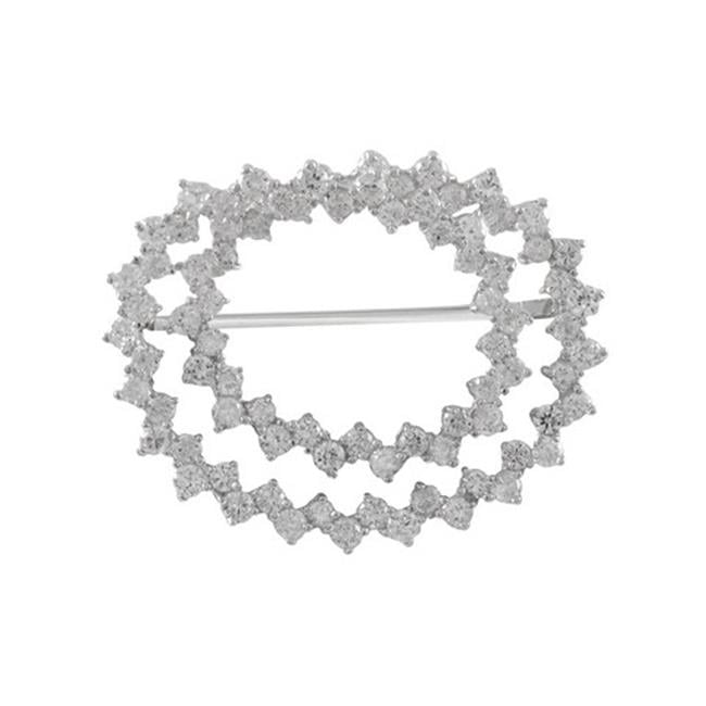 Dlux Jewels Rhodium Plated Sterling Silver Double Oval White Cubic Zirconia Brooch & Pin by Dlux Jewels