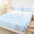 thumbnail image 3 of Homewish Teens Xmas Snowflake Twin Sheet Sets, Blue Cartoon Snow Twin Fitted Sheet, Merry Christmas Flat Sheet, Super Cozy Room Decor, 3-Piece, 3 of 7