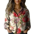 thumbnail image 2 of Texiao Women Cotton Shirt Printed Fashion Button Down Shirts Casual Tops Long Sleeve Blouse, 2 of 3