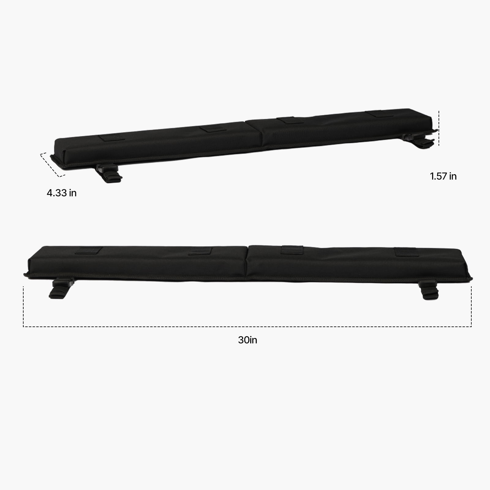 KFFKFF Cushioned Roof Rack Pads, 30" Universal Vehicle Roof Rack Cushion for Multiple Crossbars, 176LBS Load Capacity Kayak Holder with 2 Securing Straps, 2 Rapid Loop Straps & Carry Bag