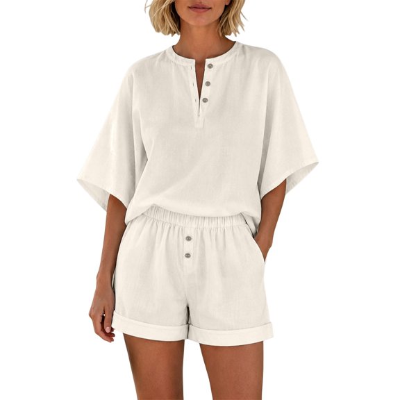BOOMNY Womens 2 Peice Shorts Sets Solid Short Sleeve Tops Shorts Outfits for Women Summer Casual Matching Sets