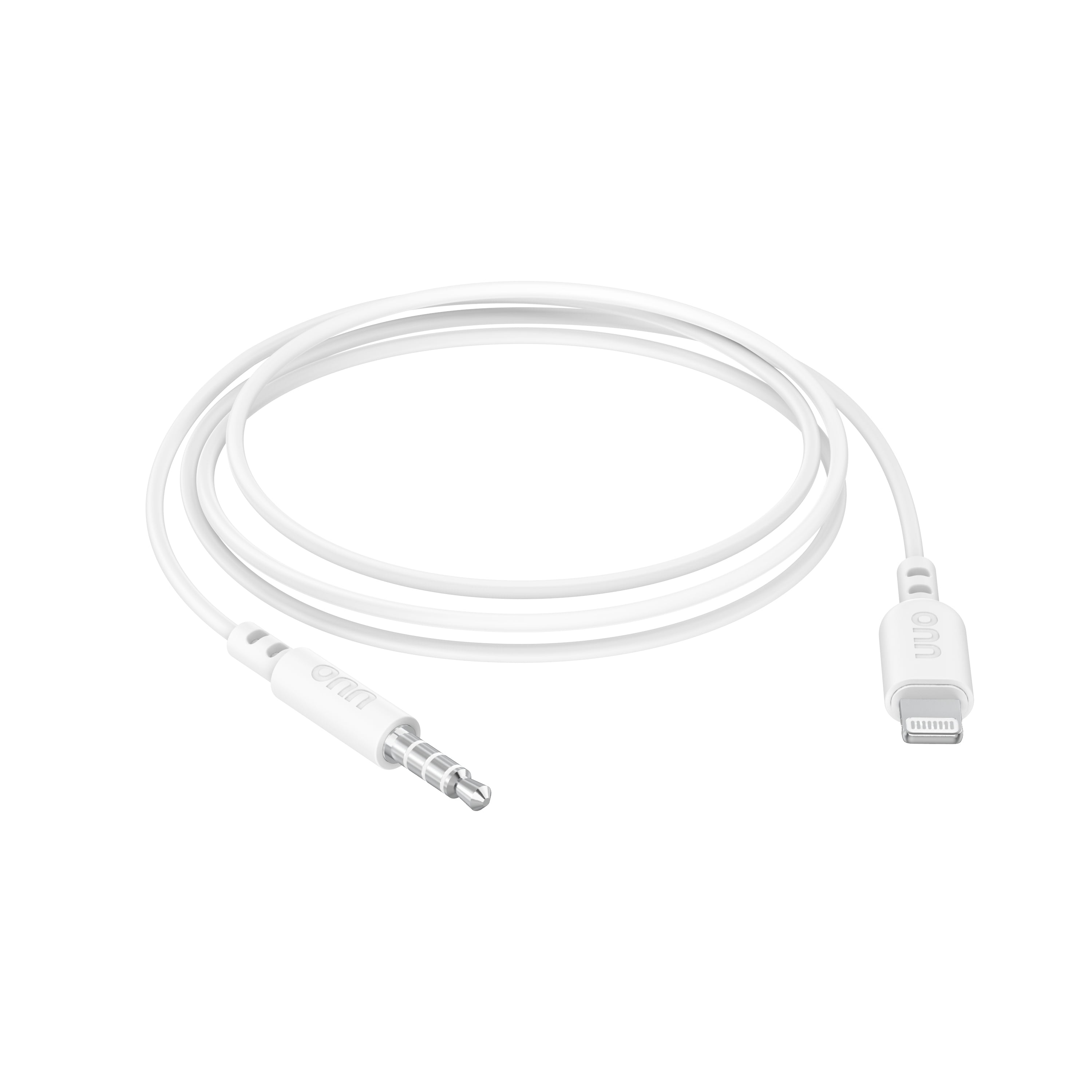 (2 pack) onn 3' Lightning to 3.5 mm Audio AUX Cable for iPhone iPad