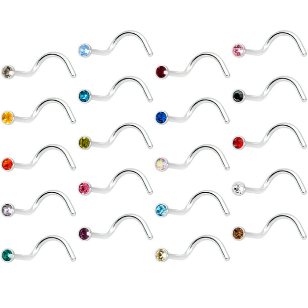 Body Candy Steel Color Accent Multi Nose Screw 20 Pack 20 Gauge 5/16