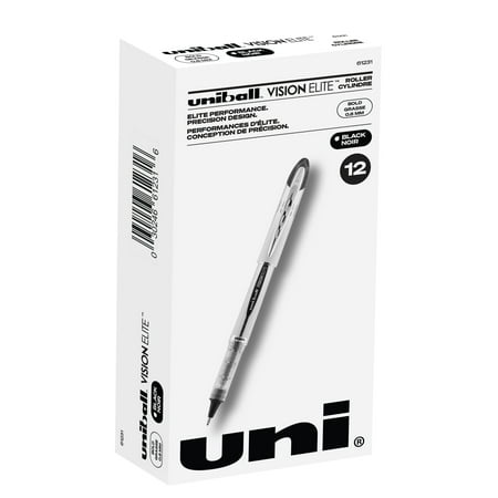UPC: 0030246612316 | Uniball Vision Elite Rollerball Pens  Bold Point (0.8mm)  Black Ink  12 Count