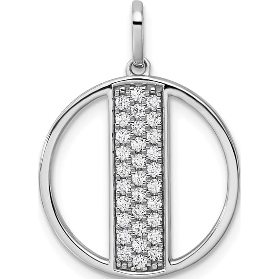14K White Gold Gatsby Diamond Initial I Charm (Width 17.81) - Jbsp