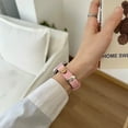 thumbnail image 4 of Compatible for Apple Watch Band 38mm 40mm 41mm Women Girls Boys, Slim Denim PU Leather Cute Bear Design Hand Strap Bracelet for iWatch Band Series SE 9 8 7 6 5 4 3 2 1, Pink, 4 of 6