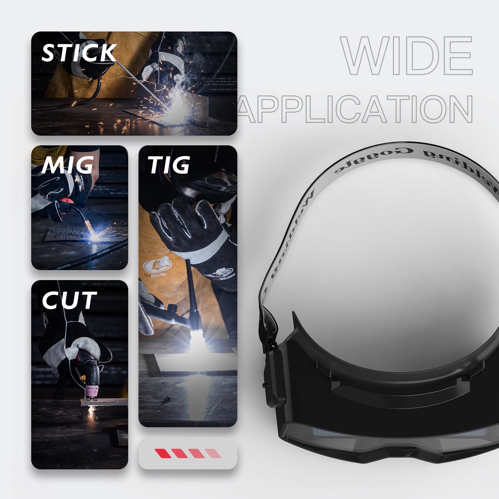 Auto-Darkening Welding Goggles - Adjustable Shade 4/5-13 for TIG/MIG/ARC Welding & Grinding (Checkerboard Design)