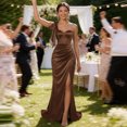 thumbnail image 2 of RFQWOVSR Womens Satin Side Slit Maxi Dress Bodycon Elegant Evening Formal Gown L, 2 of 5