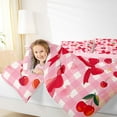 thumbnail image 5 of Feelyou Kawaii Red Bowknot Bedding Comforter Set for Teens, Cartoon Fruit Cherry Twin Comforter Sets, Pink Check Buffalo Reversible Bedding Set, Luxury Bedroom Decor, 2 Pieces, 5 of 9