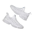 thumbnail image 4 of LUCKY STEP Fashion Rhinestone Mesh Sneaker Breathable Glitter Walking Shoes,White,Womens, 4 of 5