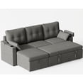 thumbnail image 6 of EastVita Reversible Sectional Sofa Couch - Pull Out Sleeper Bed - Built In Storage - Removable Cushion Covers - USB Type C Ports - L Shaped Design for Living Room - Gray, 6 of 7