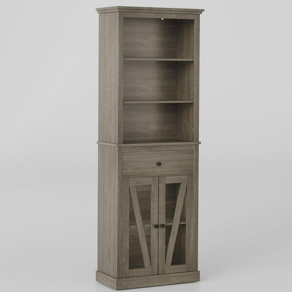 66" Bathroom Tall Cabinet Storage Cabinet with Drawers, Doors and Shelves, Floor Cabinet for Bathroom, Living Room, Grey