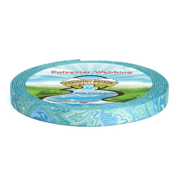 Country Brook Design - Green Paisley Polyester Webbing (1/2 Inch, 10 Yards)