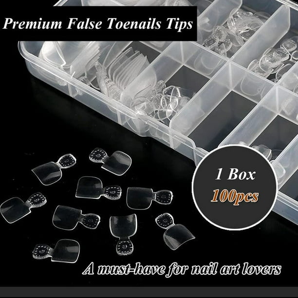 100 Pieces Fake Toenails in 10 Sizes False Toenails Full Cover