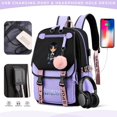 thumbnail image 5 of WAUOEMY Wednesday Addams Canvas Backpack Daypack Bookbag Middle School Students Bag Casual Laptop Travel Bag with USB Charging Port 18" Travel Hiking Daypacks Rucksack (purple-s, 5 of 6