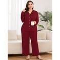 thumbnail image 3 of SHOWMALL Women's Plus Size Pajama Sets Long Sleeve Button Down Sleepwear 2-Piece Loungewear with Pockets, 3 of 7