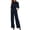 Navy, variant on Jane Wardrobe Dressy, Mock Neck Puff 3/4 Sleeve 3 Piece Outfit, Chiffon And Stretch Suit Fabric Wide Leg Pants , Mother Of The Bride Pant Suits, XS‑XXXL Plus Size Friendly, 2 Tops 1 Pant Set