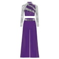 thumbnail image 3 of iiniim Girls Lyrical Dance Dresses 2PCS Ballet Crop Top with Flowy Chiffon Pants Sequin Gymnastics Outfits Purple 16, 3 of 7