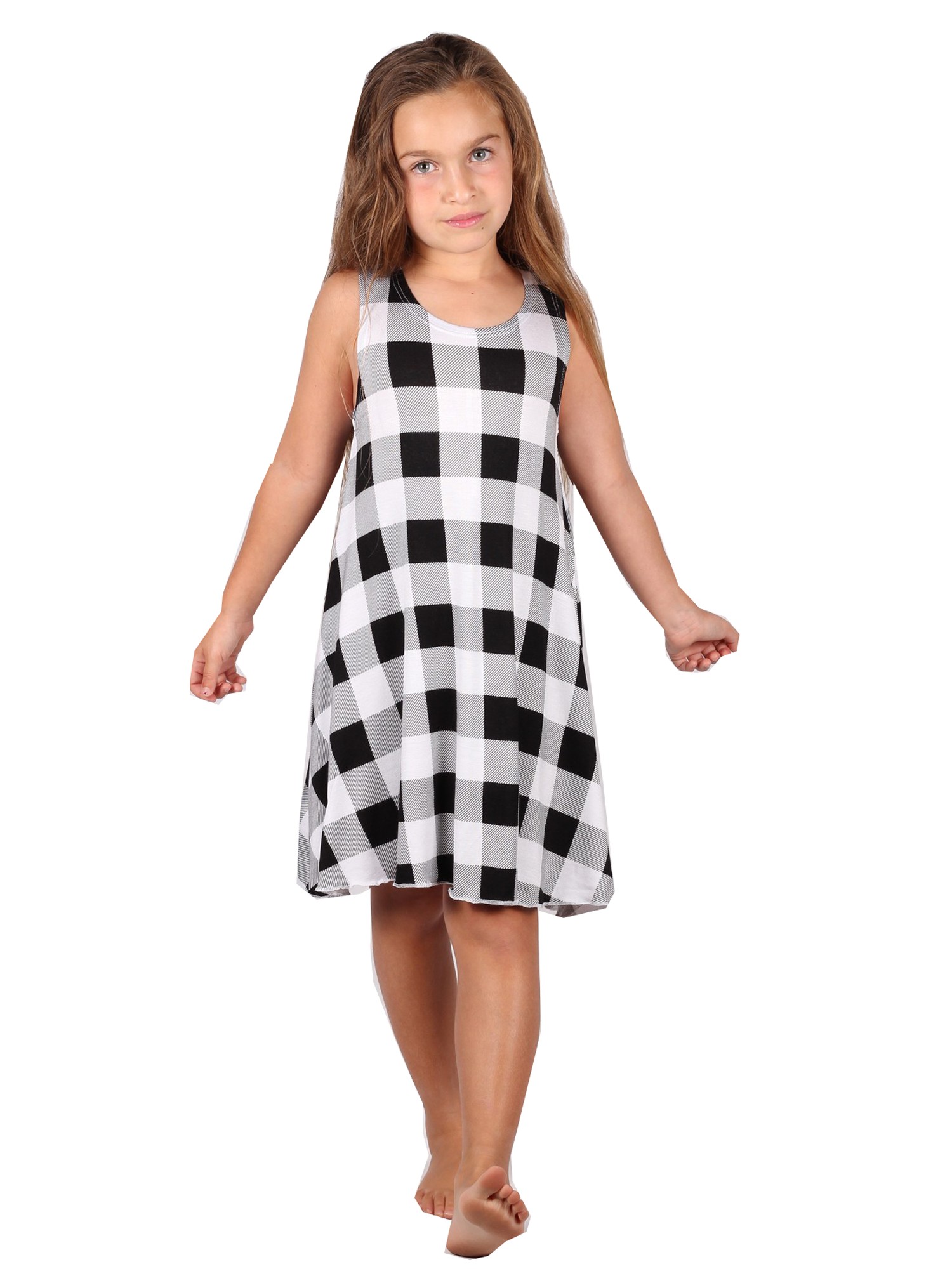 girls black and white checkered dress