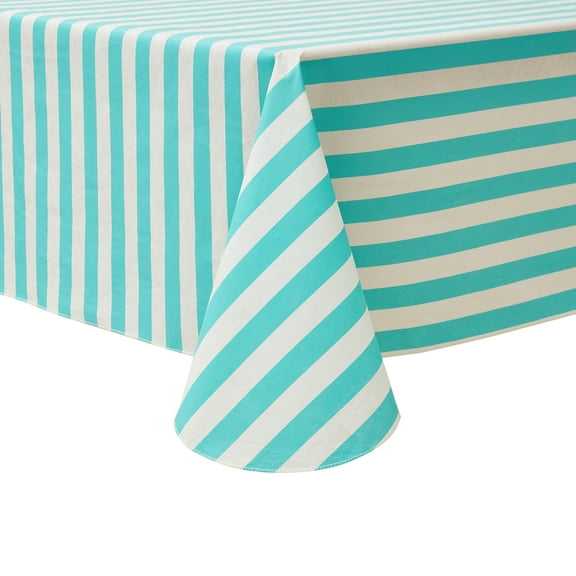 Mainstays Summer Fun Tablecloth, Indoor & Outdoor Table Decoration 60" x 84" - Green Striped