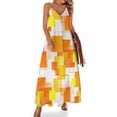 thumbnail image 1 of Vestido sin mangas naranja moderno de mediados de siglo, abstracto, naranja, amarillo y blanco, vestido de mujer, estilo coreano, 1 of 7