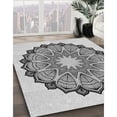 thumbnail image 3 of Ahgly Tapis Rond Lavable en Machine Intérieur Transitionnel Gris Cendré, 7 Pieds Rond, 3 of 7