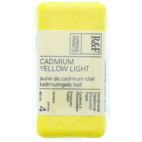 R&F Handmade Paints Encaustic Paint Cake, 40ml, Cadmium Yellow Light
