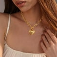 thumbnail image 5 of VNOX Chunky Gold Necklace for Women - 18K Gold Plated Heart Pearl Pendant Necklace, Non Tarnish Stainless Steel Statement Necklaces, Charm Cuban Chain Trendy Jewelry, Christmas Birthday Gift for Her, 5 of 6