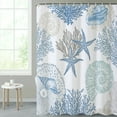 thumbnail image 3 of SUNOLIFE Ocean Beach Theme Shower Curtain,Nautical Coastal Fabric Bathroom Curtain Teal Sea Coral Bath Curtain,60x72 in, 3 of 4
