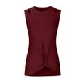 thumbnail image 5 of Timegard Tank Tops for Women Crewneck Sleeveless Front Knot Cutout Top Summer Dressy Casual Slim Tee, 5 of 6