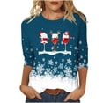 thumbnail image 2 of Puntoco Blusa de manga 3/4 con cuello redondo y estampado navideño para mujer, 2 of 5