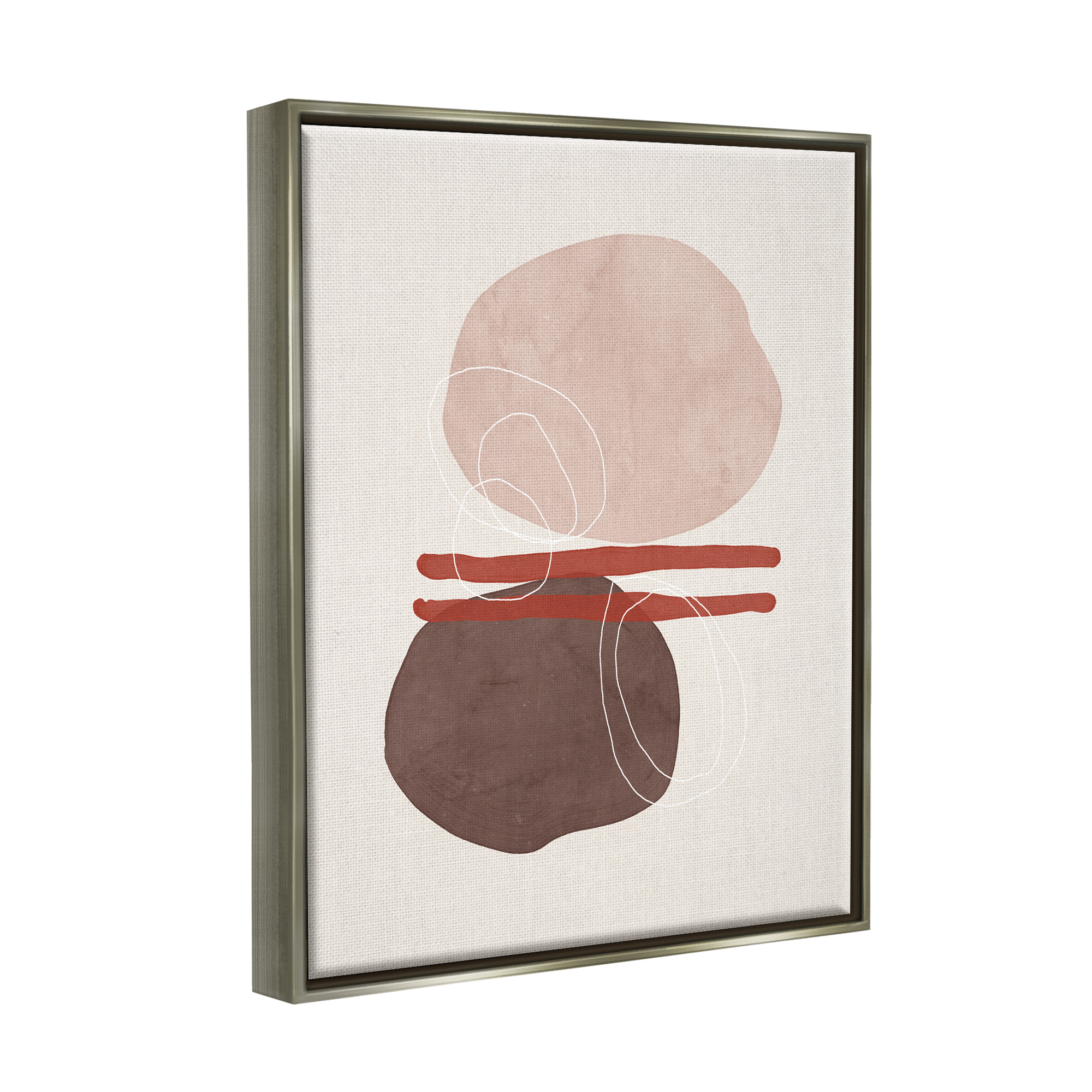 Stupell Abstract Round Shapes Contemporary Abstract Painting Gray Floater Framed Art Print Wall Art
